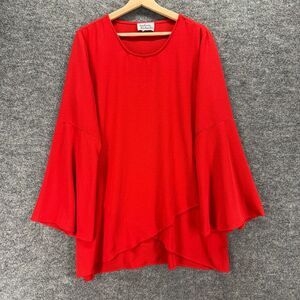Anthony Richards Blouse Women 16 Red Crew Neck Long Sleeve Pullover Casual